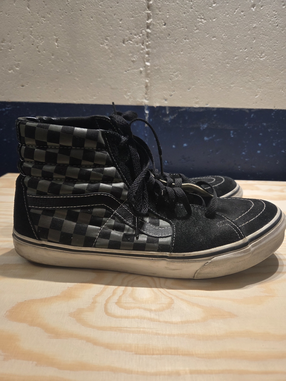 Vans Sk8-Hi Checkerboard High Top Black & Gray Sneakers (Size 12) - Picture 3 of 11